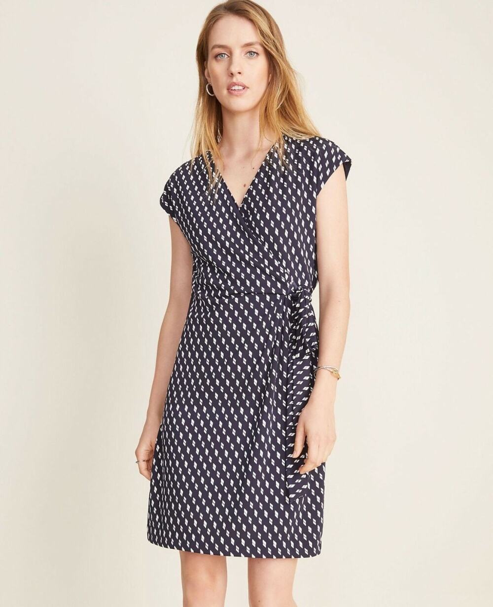 Ann Taylor Printed Multicolor Wrap Dress Size 2